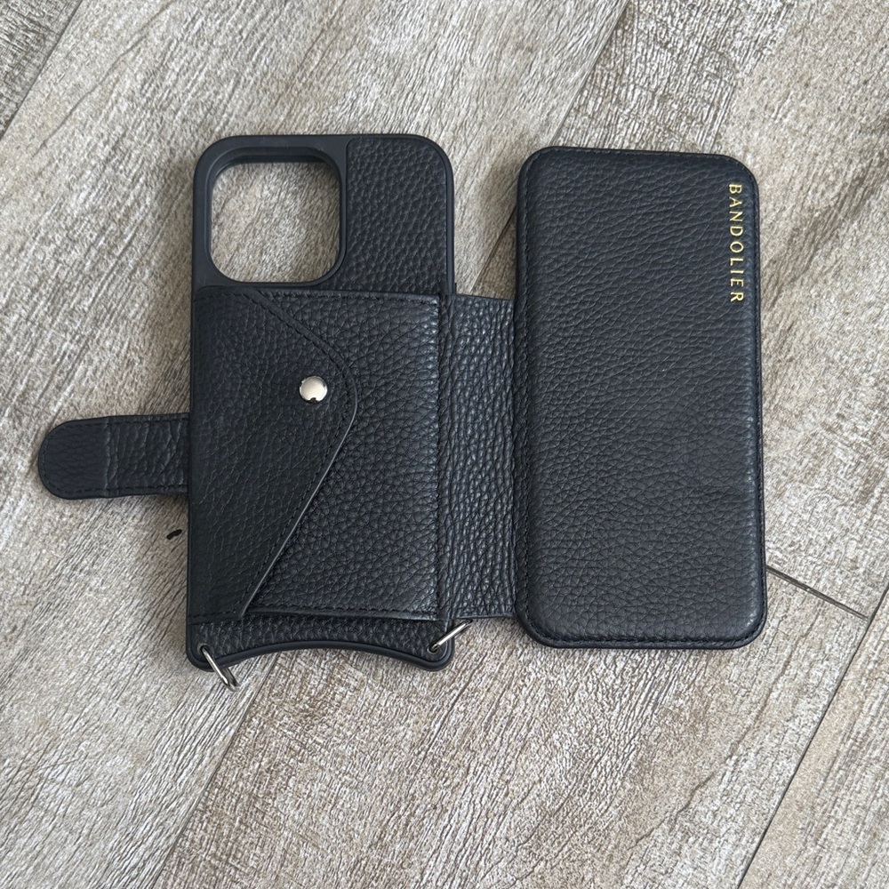 Bandolier Black Pebbled Leather Phone Case
